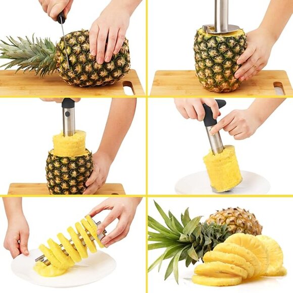 Pineapple Corer and Slicer Stainless Steel Black Handle Zulay NIB New - Picture 4 of 6